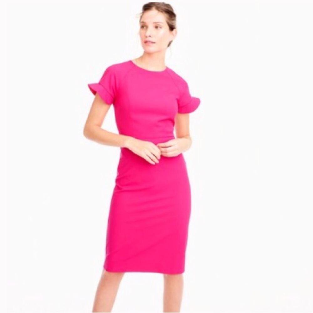 🌟JCrew🌟 Ruffle-Sleeve Dress Italian Stretch Wool